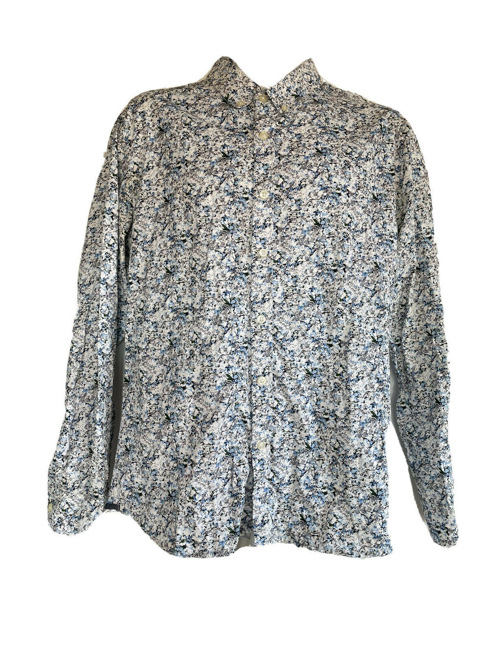 level ten mens modern floral button up Long Sleeve shirt Size M